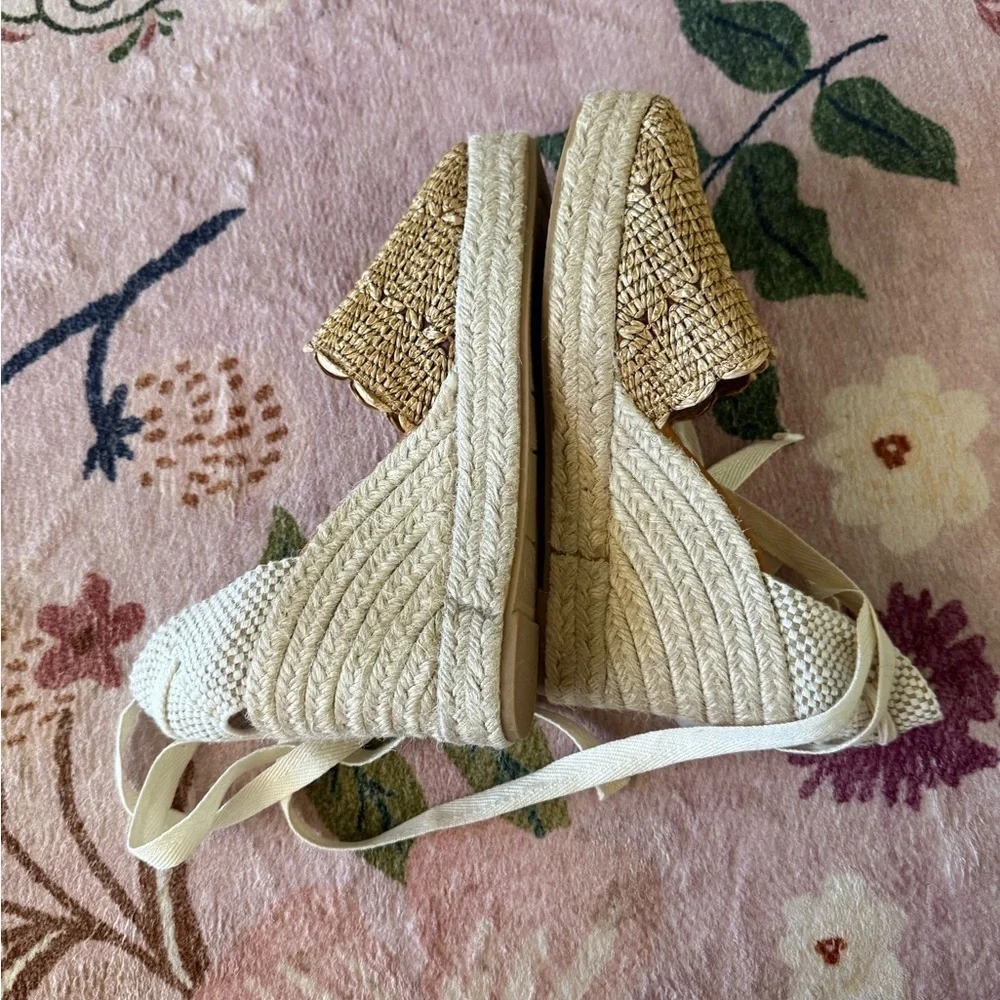 Modatrova Stilvi Raffia Espadrille Wedges Ankle Tie Natural EU 38